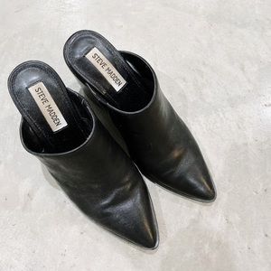 Steven Madden Leather Black Pointed Mules 6.5
